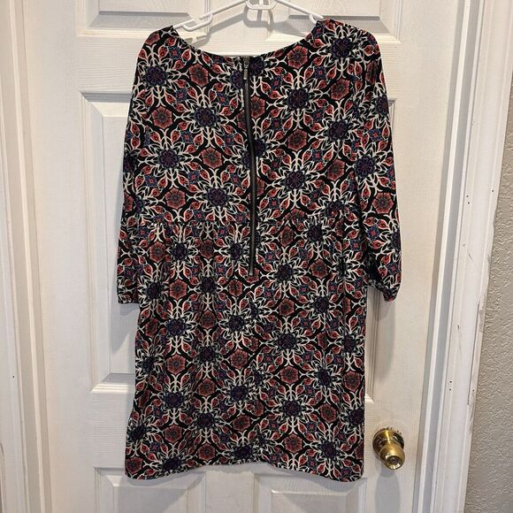 Old Navy Shift Dress  Floral Pattern Purple Blue Black Red 3/4 Sleeves Large - Picture 5 of 7